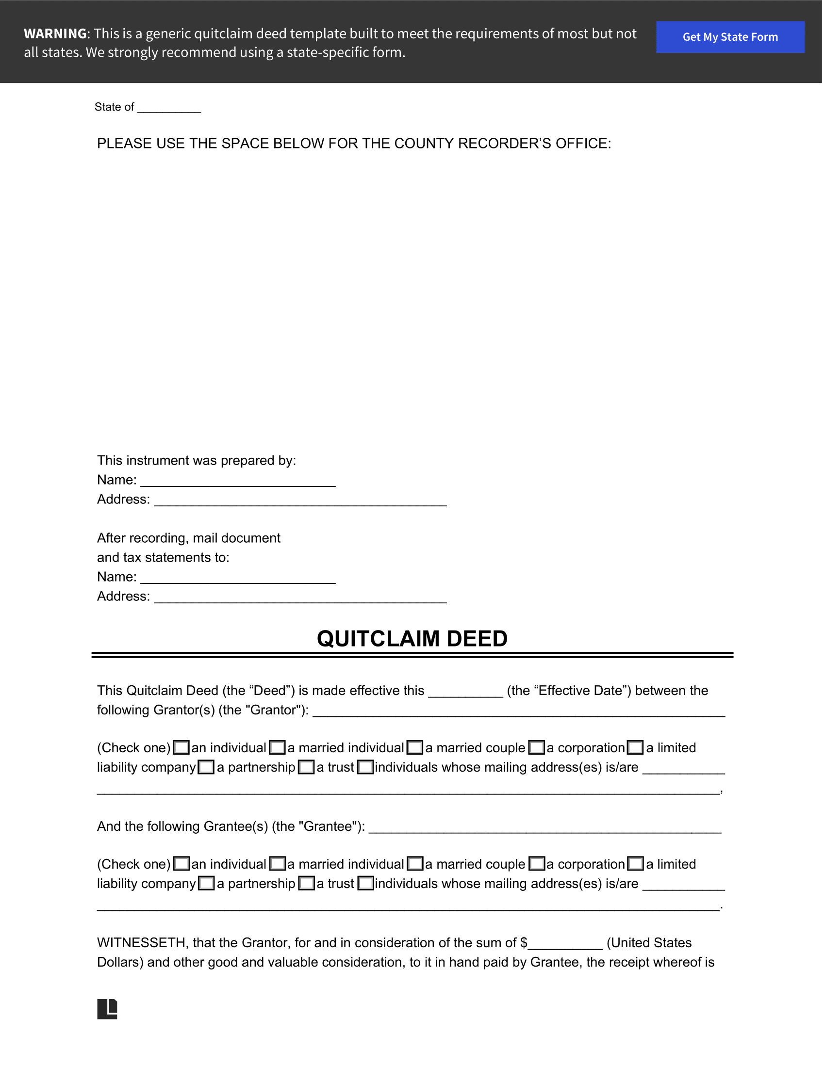 Free Quit Claim Deed Form Free Printable Quit Claim Deed Form with Free Printable Quit Claim Deed