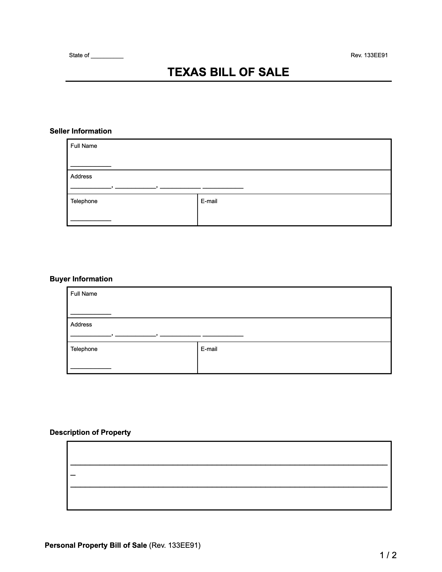 Free Texas Bill Of Sale Forms | Pdf & Word in Printable Vehicle Bill of Sale Texas