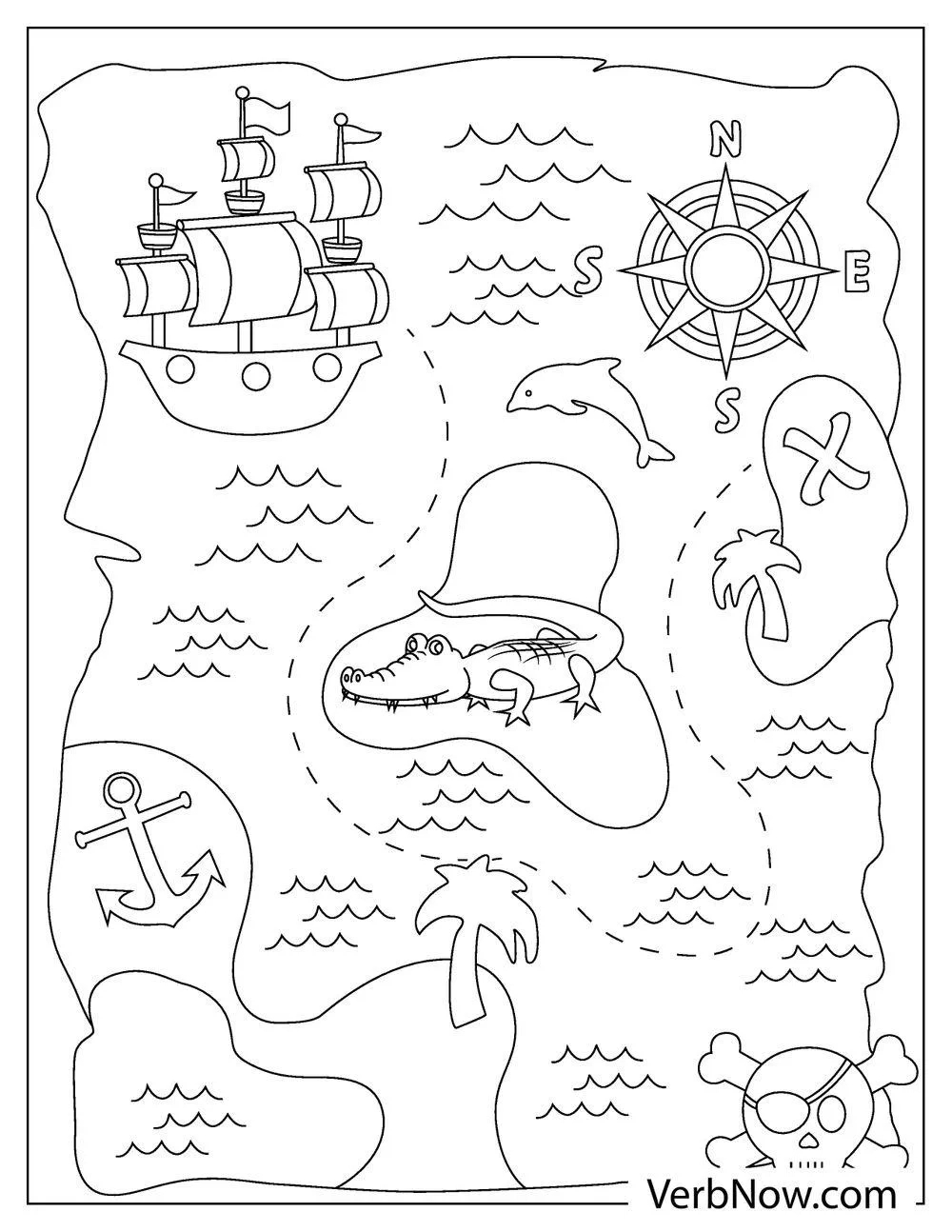 Free Treasure Map Coloring Pages For Download (Printable Pdf) inside Free Printable Treasure Map