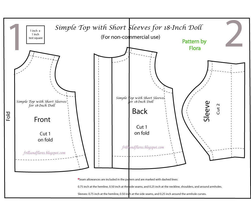 Frills And Flares: A Simple Top With Short Sleeves---Free Pdf inside 18 Inch Doll Clothes Patterns Free Printable