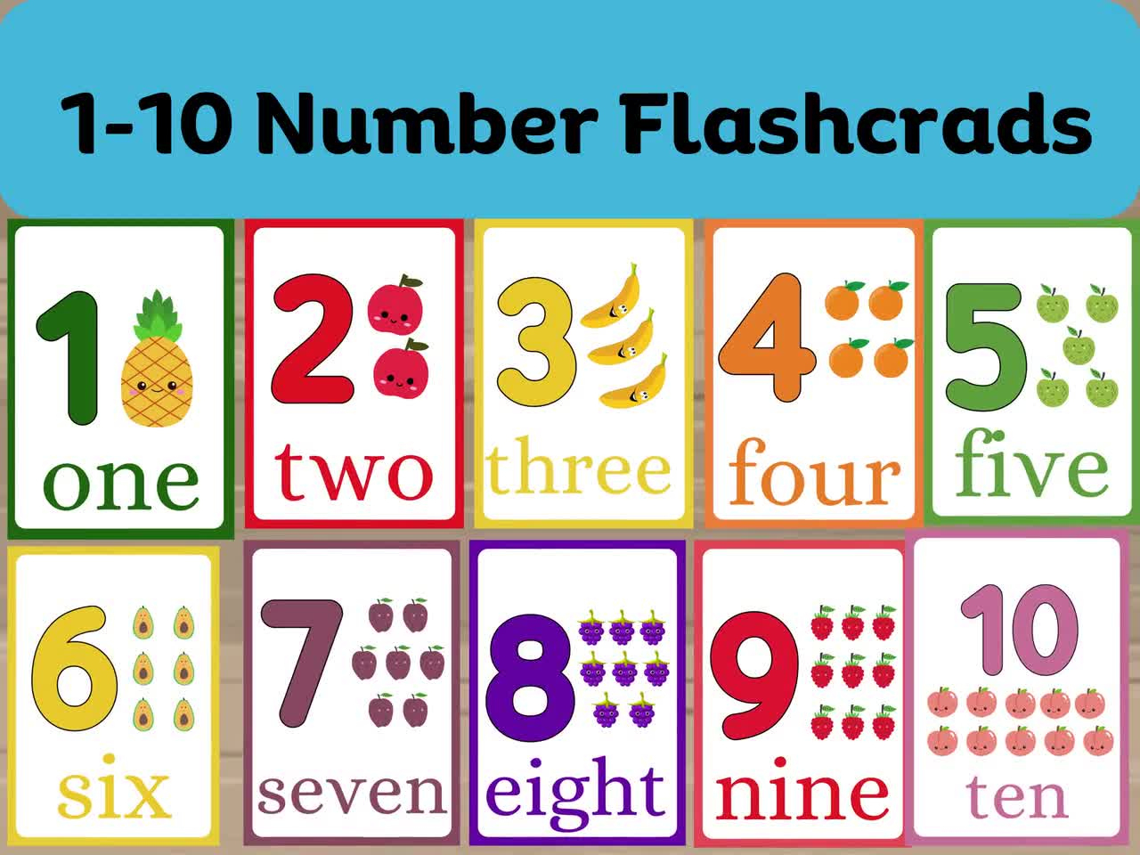 Fruit Number Flashcards 1-10: Preschool Counting Activity (Instant Download!) intended for Pre School Number Flash Cards Printable
