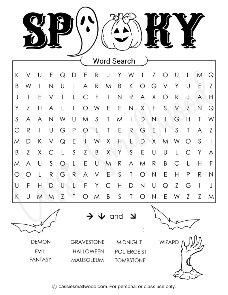 Fun Free Printable Halloween Word Searches - Cassie Smallwood regarding Free Printable Word Search