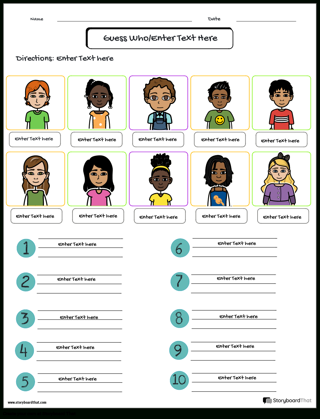 Game Worksheet Design Featuring Multiple Characters inside Guess Who Game Printable Sheets