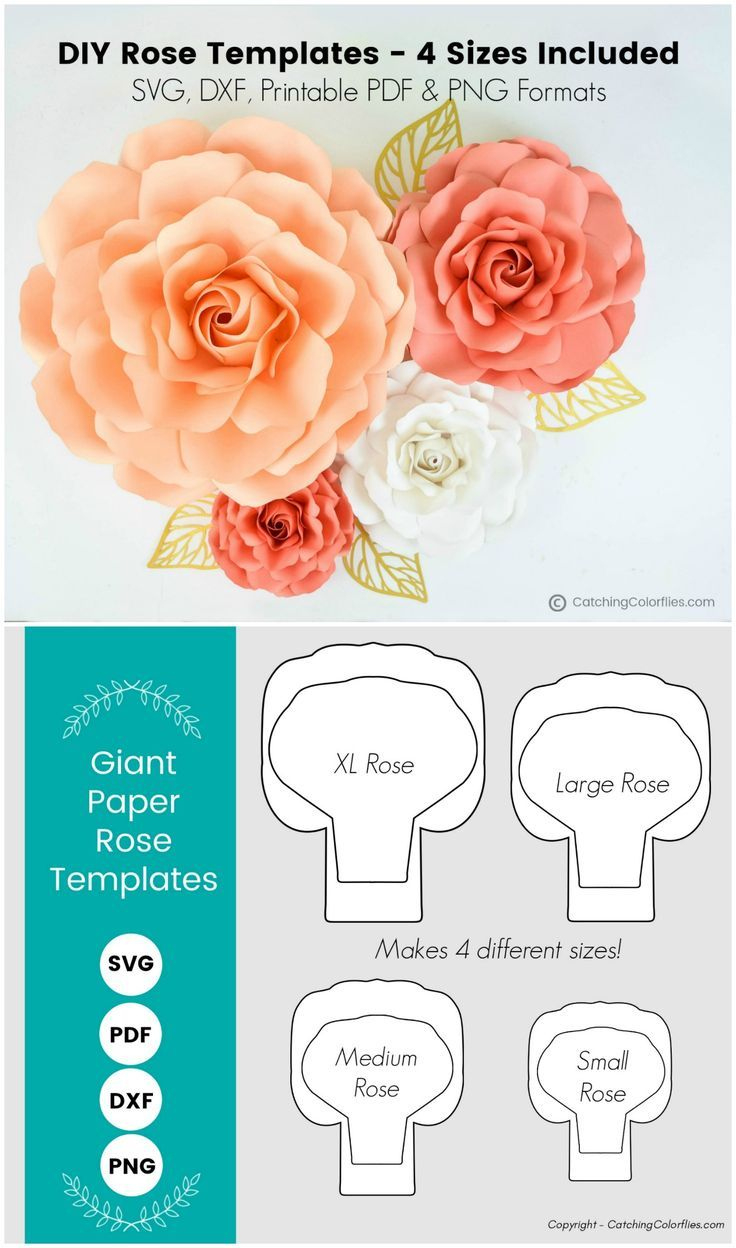 Giant Paper Rose Tutorial And Flower Templates - Svg, Dxf, And intended for Free Printable Paper Flower Templates