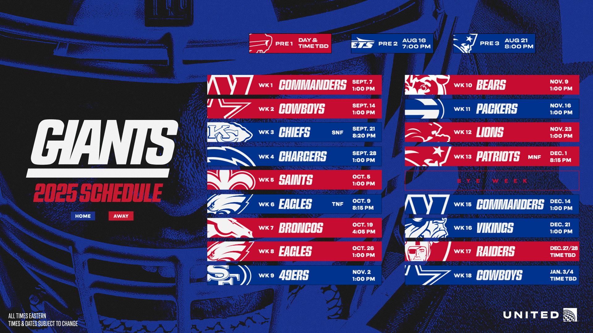 Giants 2025 Schedule | New York Giants - Giants inside Ny Giants Football Schedule Printable