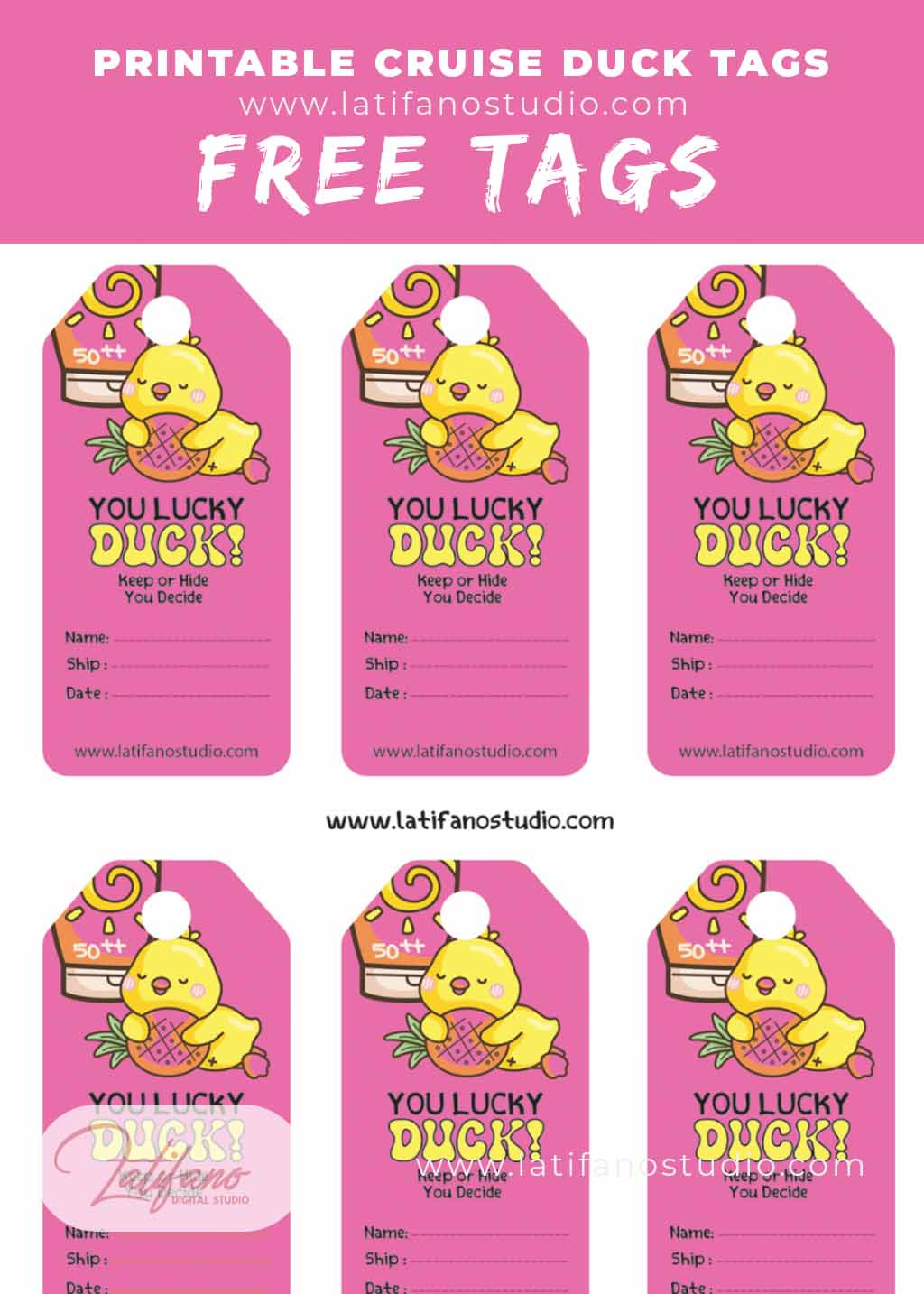 Girly Free Printable Cruising Duck Pink Tags - Printable Cruising Duck inside Free Printable Duck Tags