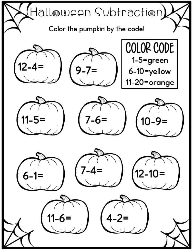 Halloween Addition And Subtraction Worksheets - Kids Activity Zone inside Free Printable Halloween Math Worksheets