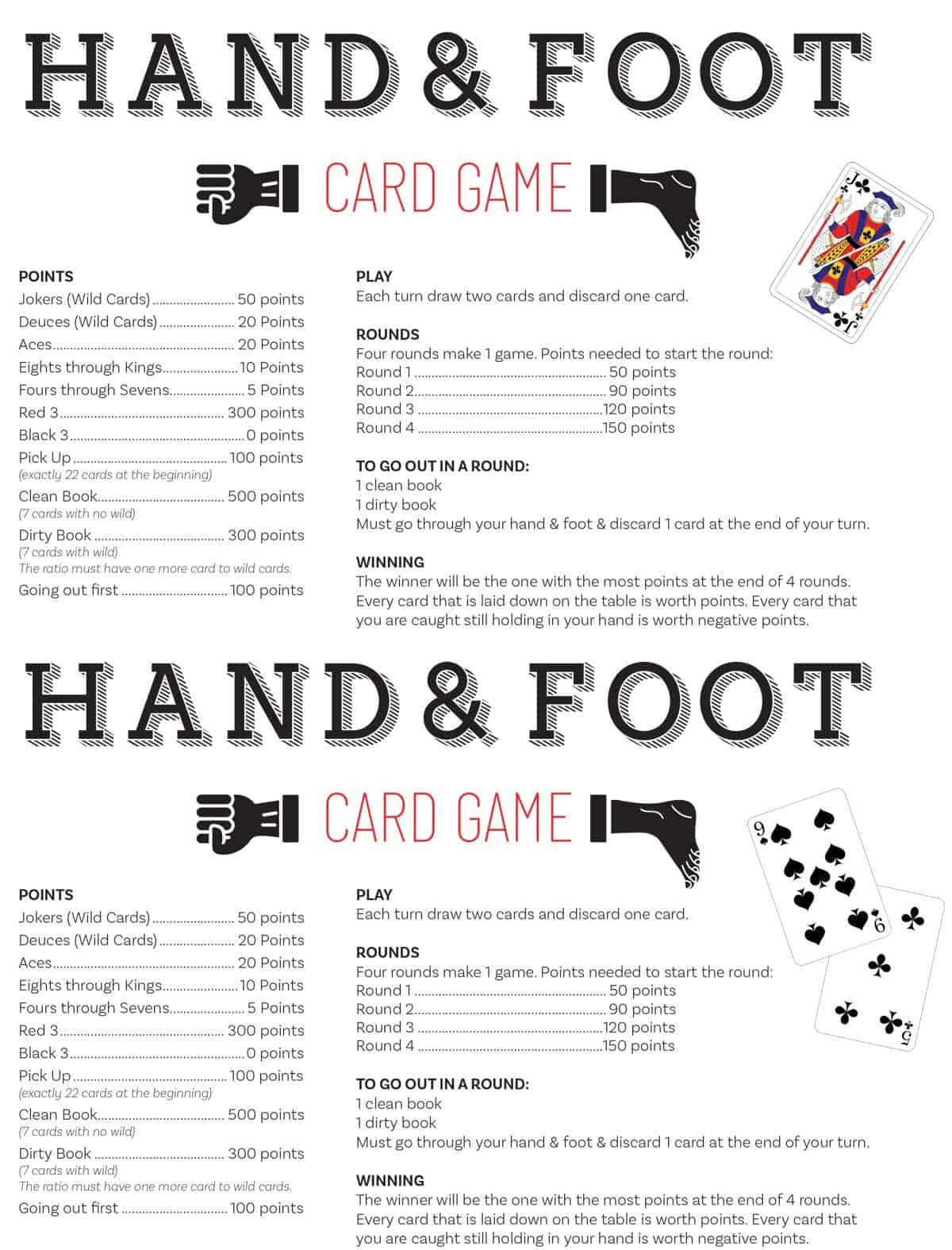 Hand And Foot Card Game | Skip To My Lou inside Hand and Foot Card Game Rules Printable