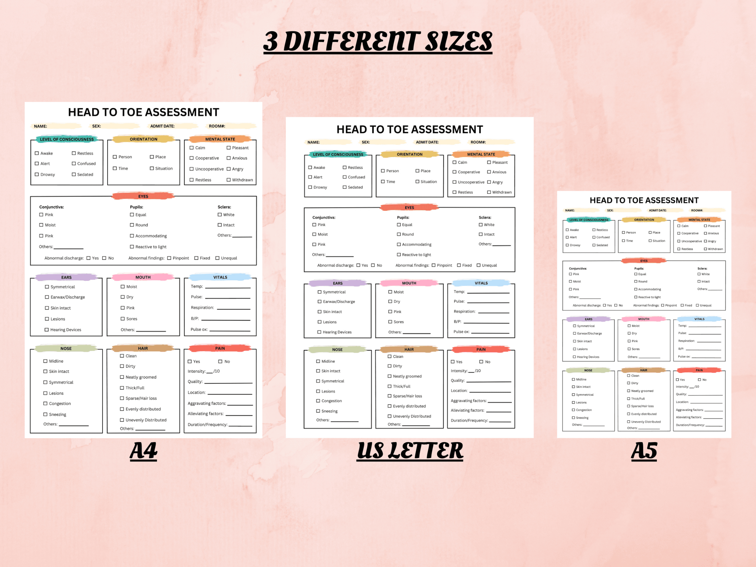 Head To Toe Assessment Nursing Template with Head to Toe Assessment Checklist Printable