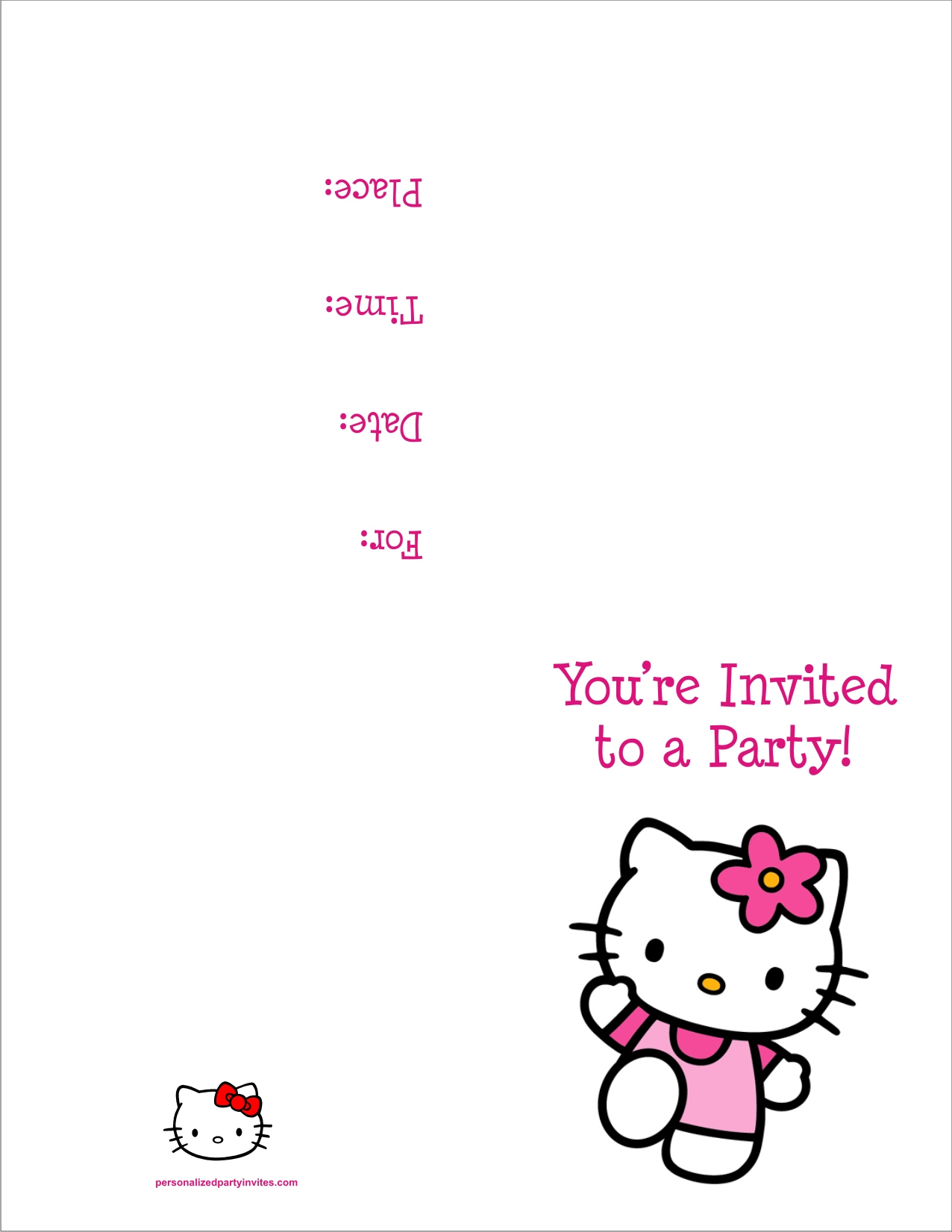 Hello Kitty Free Printable Birthday Party Invitation Personalized pertaining to Free Printable Invitations Hello Kitty
