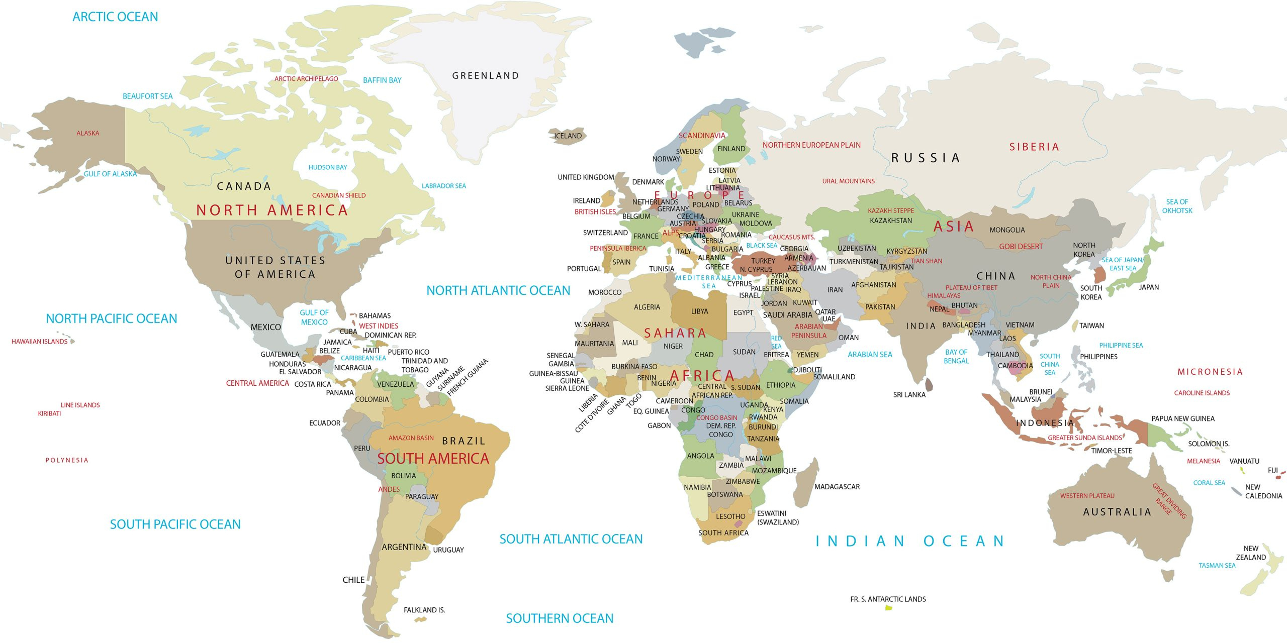 High Resolution World Map - Gis Geography intended for High Resolution Printable World Map