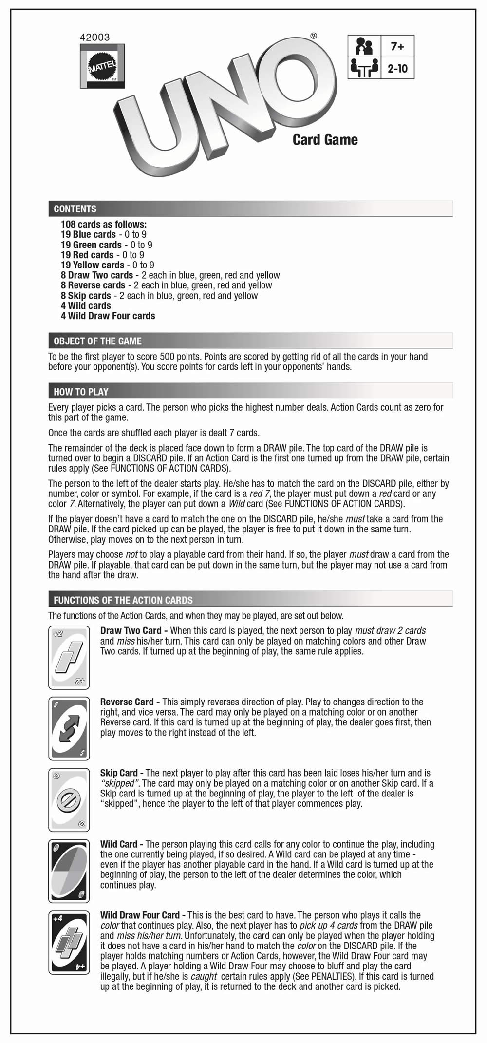 How To Play Uno Cards | Pdf Game Rules for Uno Card Game Rules Printable