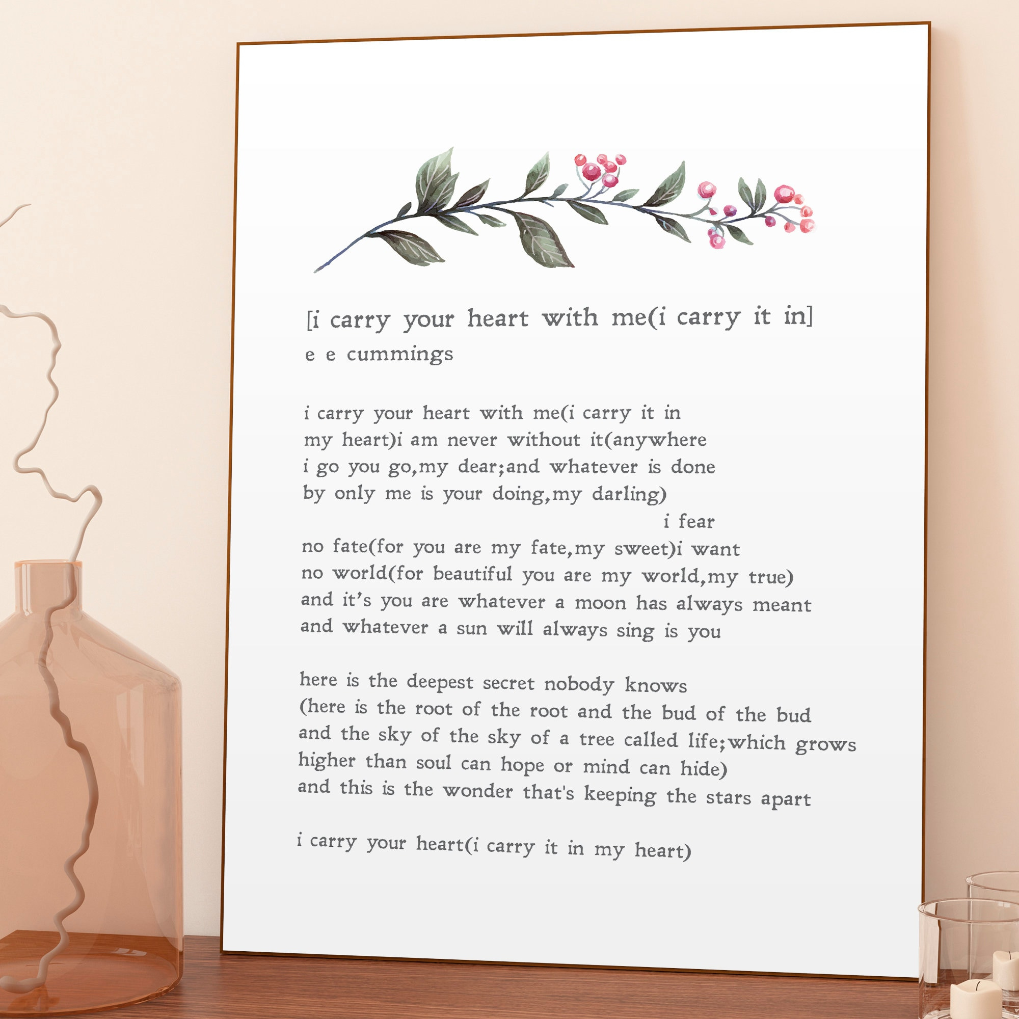 I Carry Your Heart With Me | E.e. Cummings | Poem | Love in I Carry Your Heart Free Printable