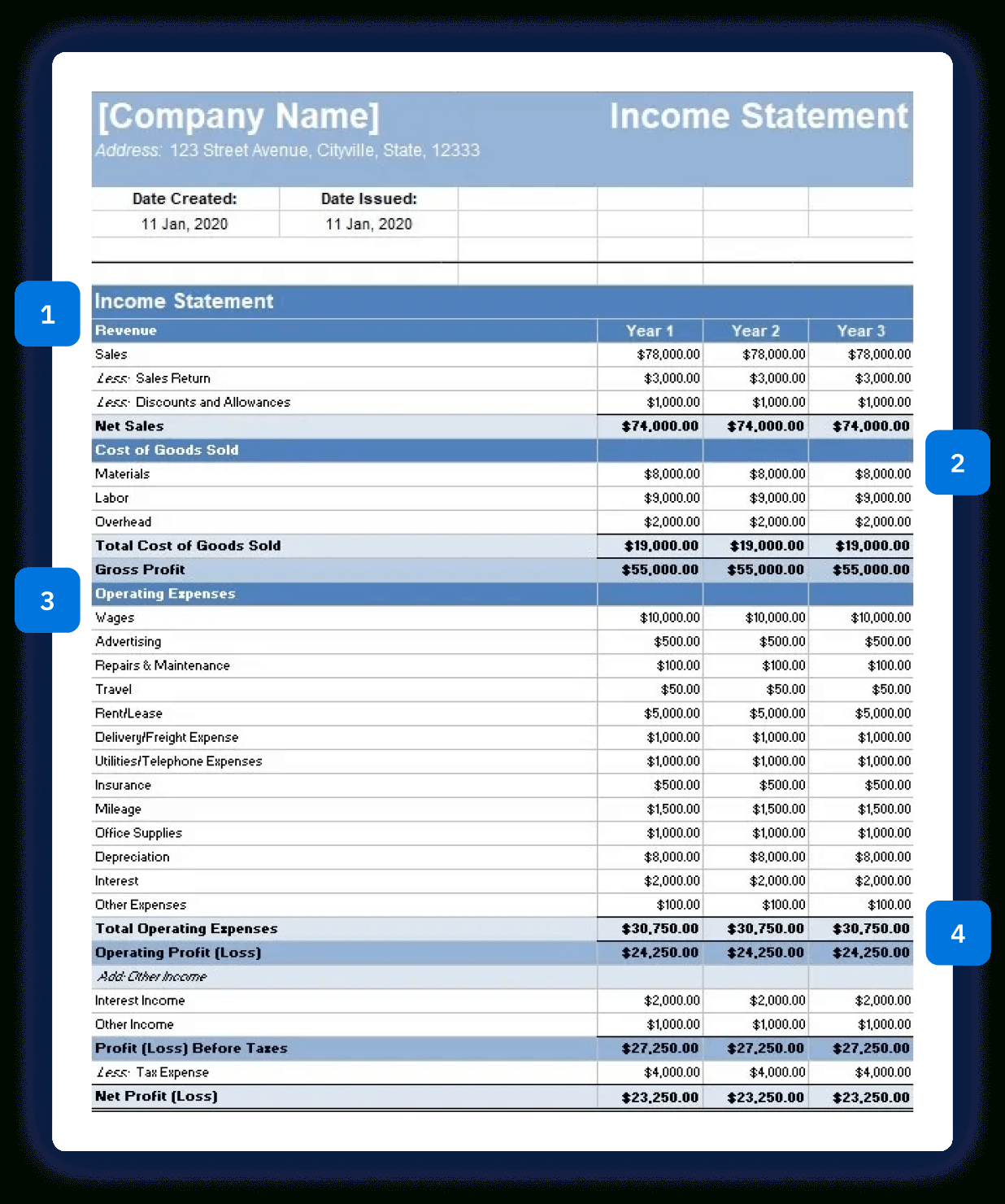 Income Statement Template - Free Download pertaining to Printable Blank Income Statement Template