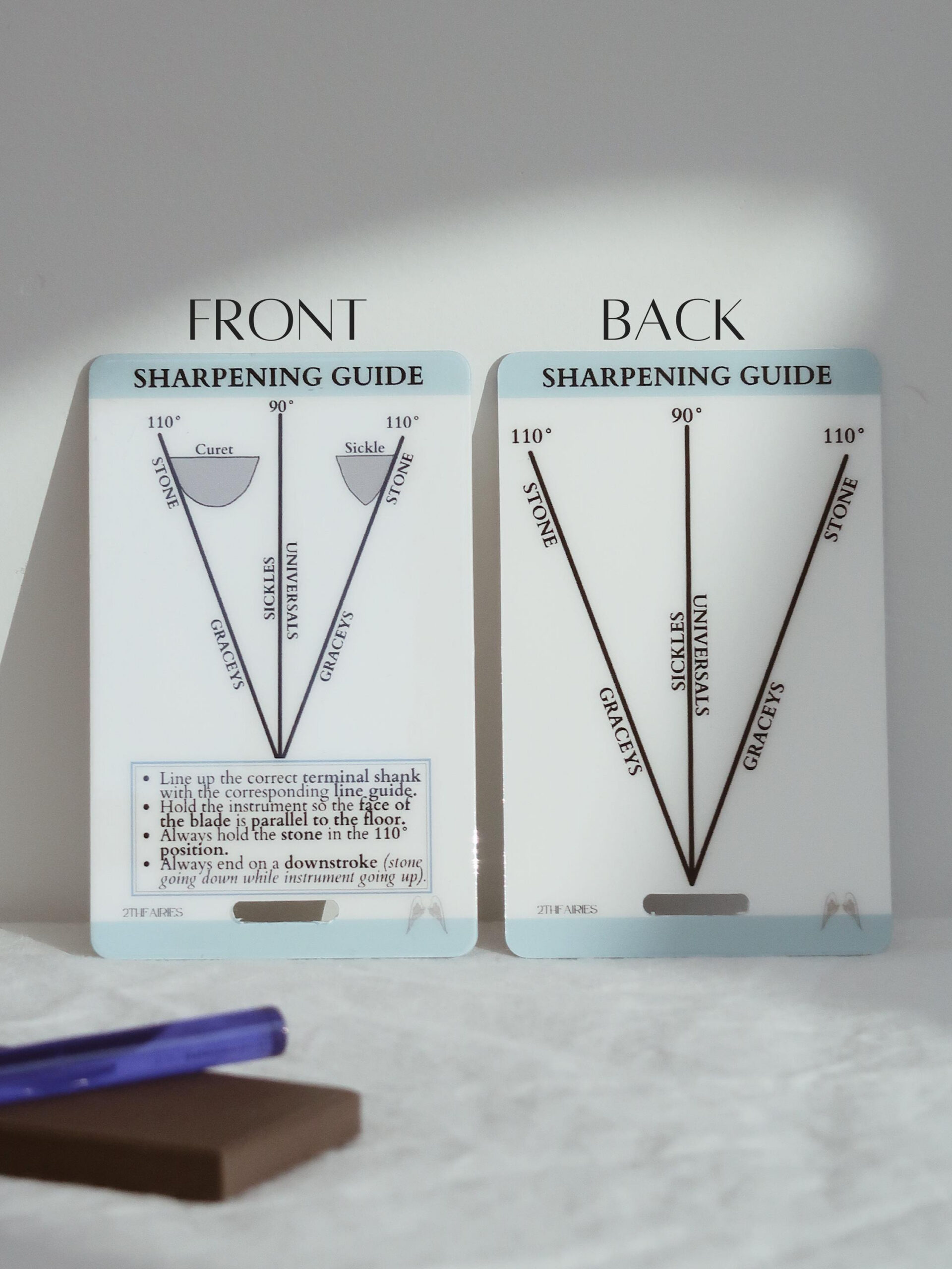 Instrument Sharpening Guide. Quick Reference Card, Study Card for Printable Dental Instrument Sharpening Guide