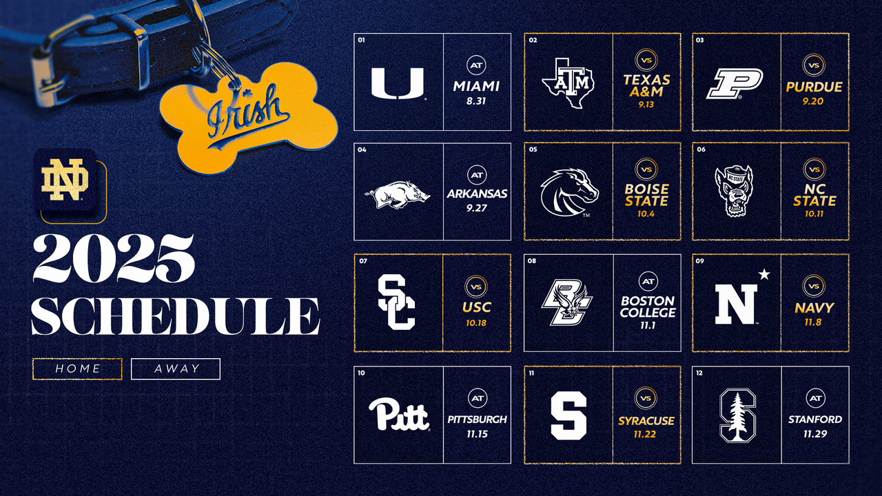 Irish Announce 2025 Football Schedule for Notre Dame Football Schedule Printable