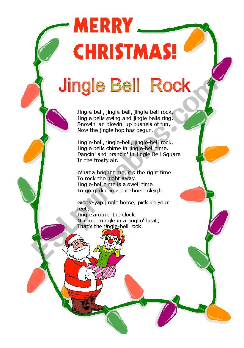 Jingle Bell Rock - Esl Worksheetcassy intended for Printable Lyrics For Jingle Bell Rock