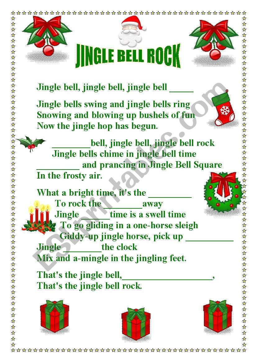 Jingle Bell Rock - Esl Worksheetteresa Alecrim in Printable Lyrics For Jingle Bell Rock