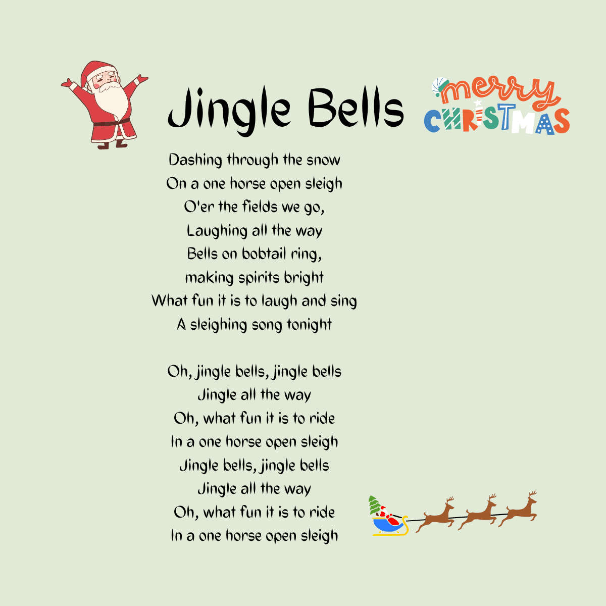 Jingle Bells Printable Lyrics, Origins, And Video in Printable Words To Jingle Bells