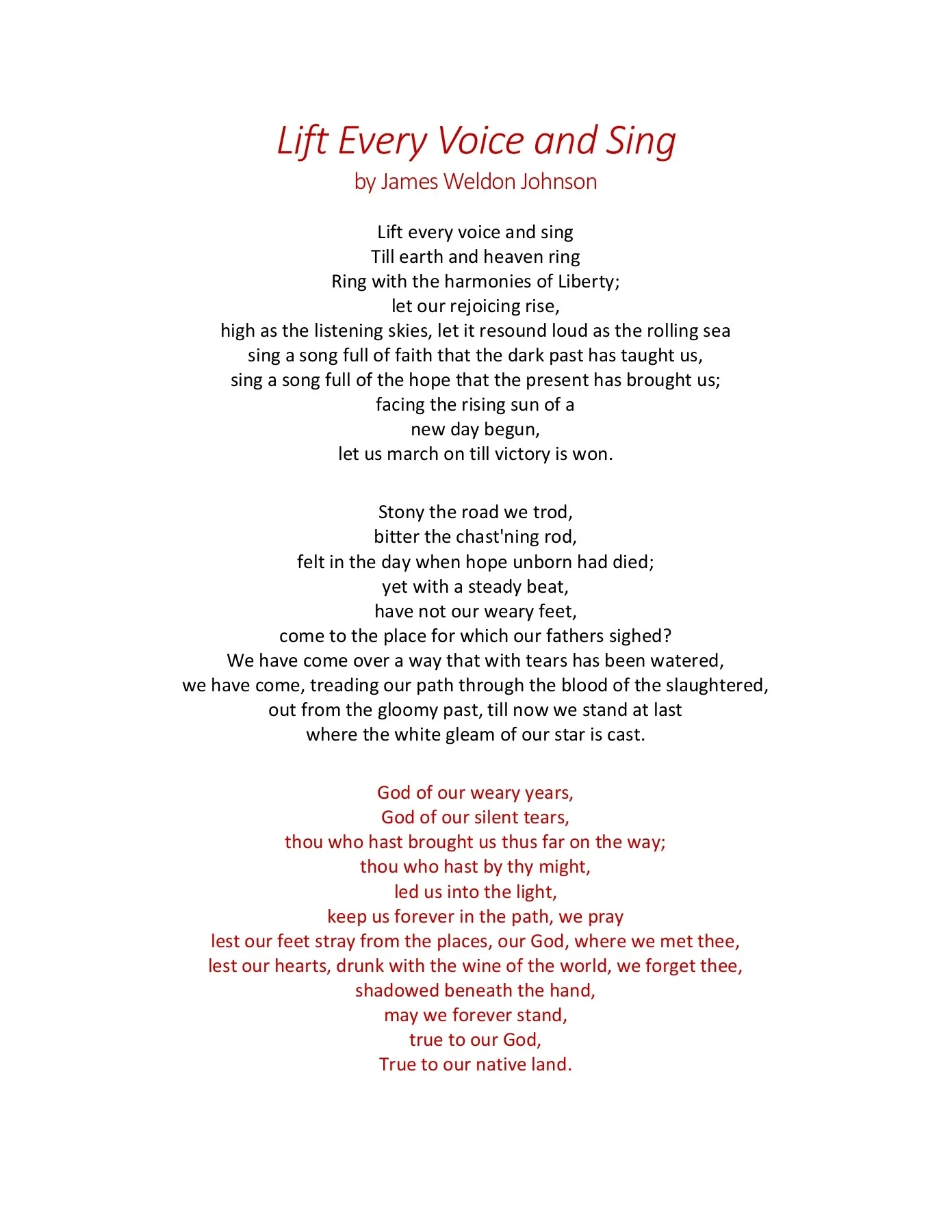 Lift Every Voice And Sing Edited (Page 1) - Flipbookth14842 intended for Printable Lyrics For Lift Every Voice and Sing