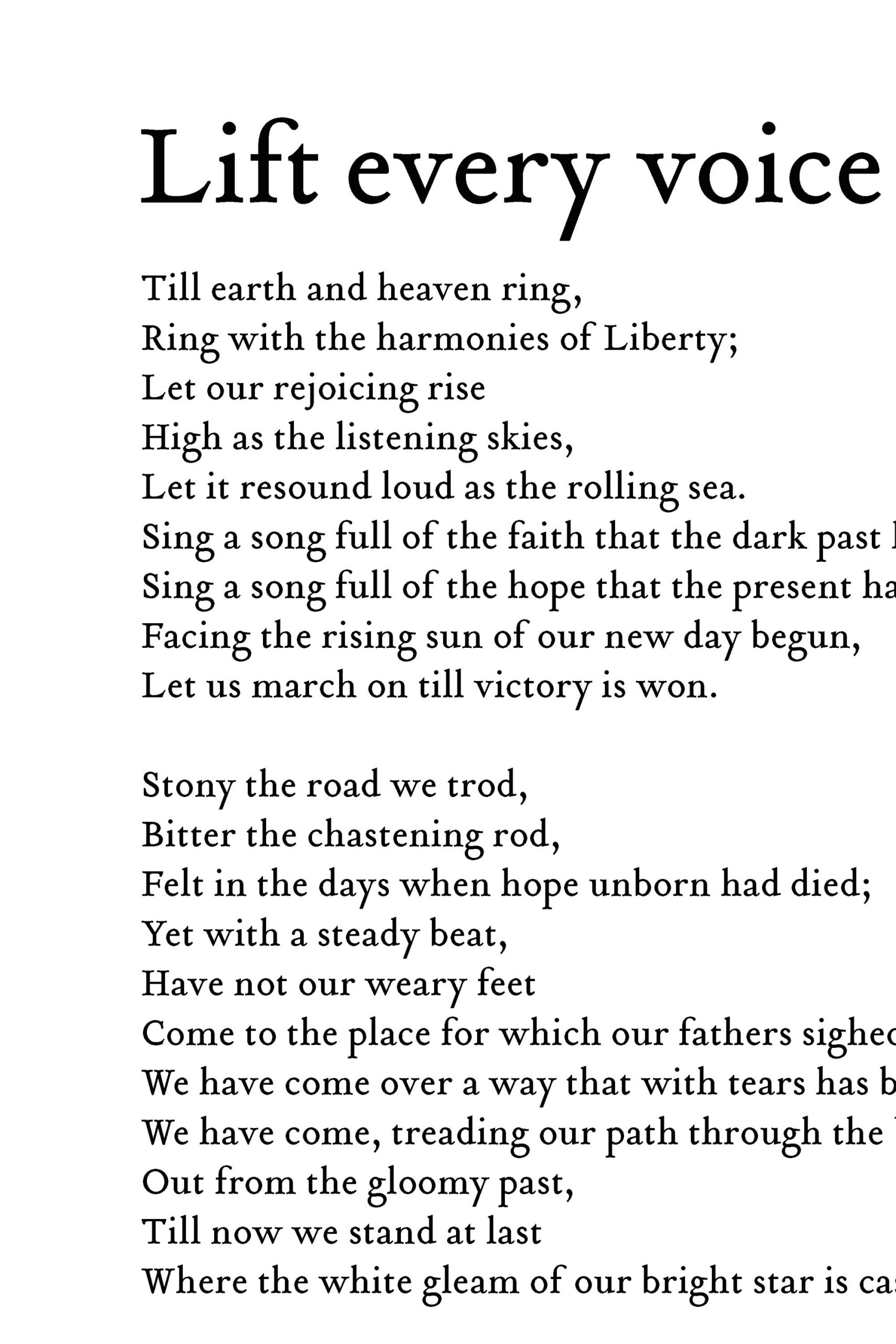 Lift Every Voice And Sing Framed Print Poem Wall Art James Weldon throughout Printable Lyrics For Lift Every Voice And Sing