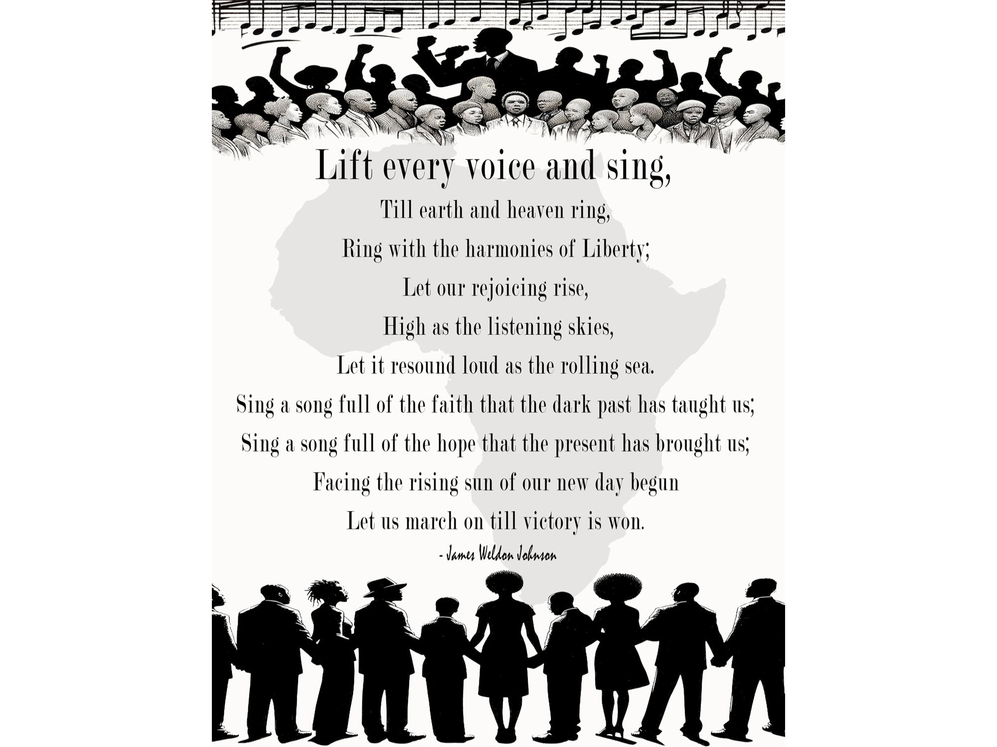 Lift Every Voice And Sing Lyrics Print: Black History Month Art for Printable Lyrics For Lift Every Voice and Sing