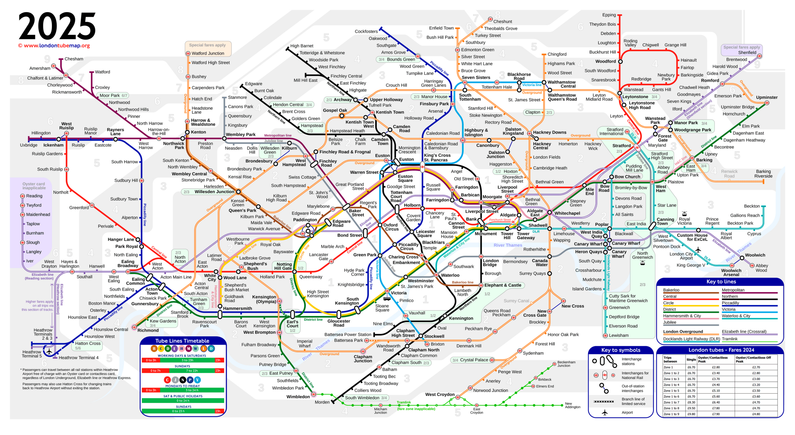 London Tube Map, Updated 2025 in Printable Tube Map Of London Underground