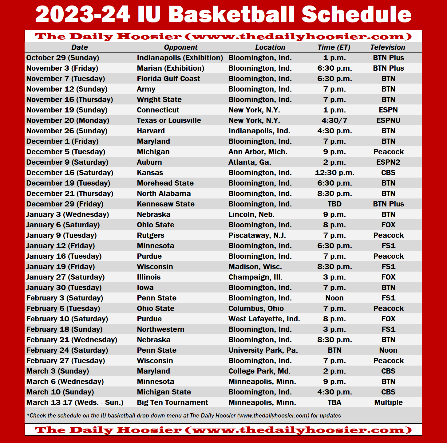 Look: Printable Edition Of The 2023-24 Iu Basketball Schedule pertaining to Iu Men'S Basketball Schedule Printable
