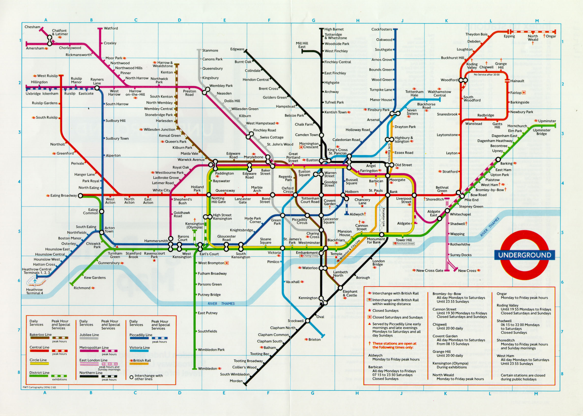Map; Large Print Pocket Underground Map, 1985 | London Transport pertaining to Printable Tube Map Of London Underground