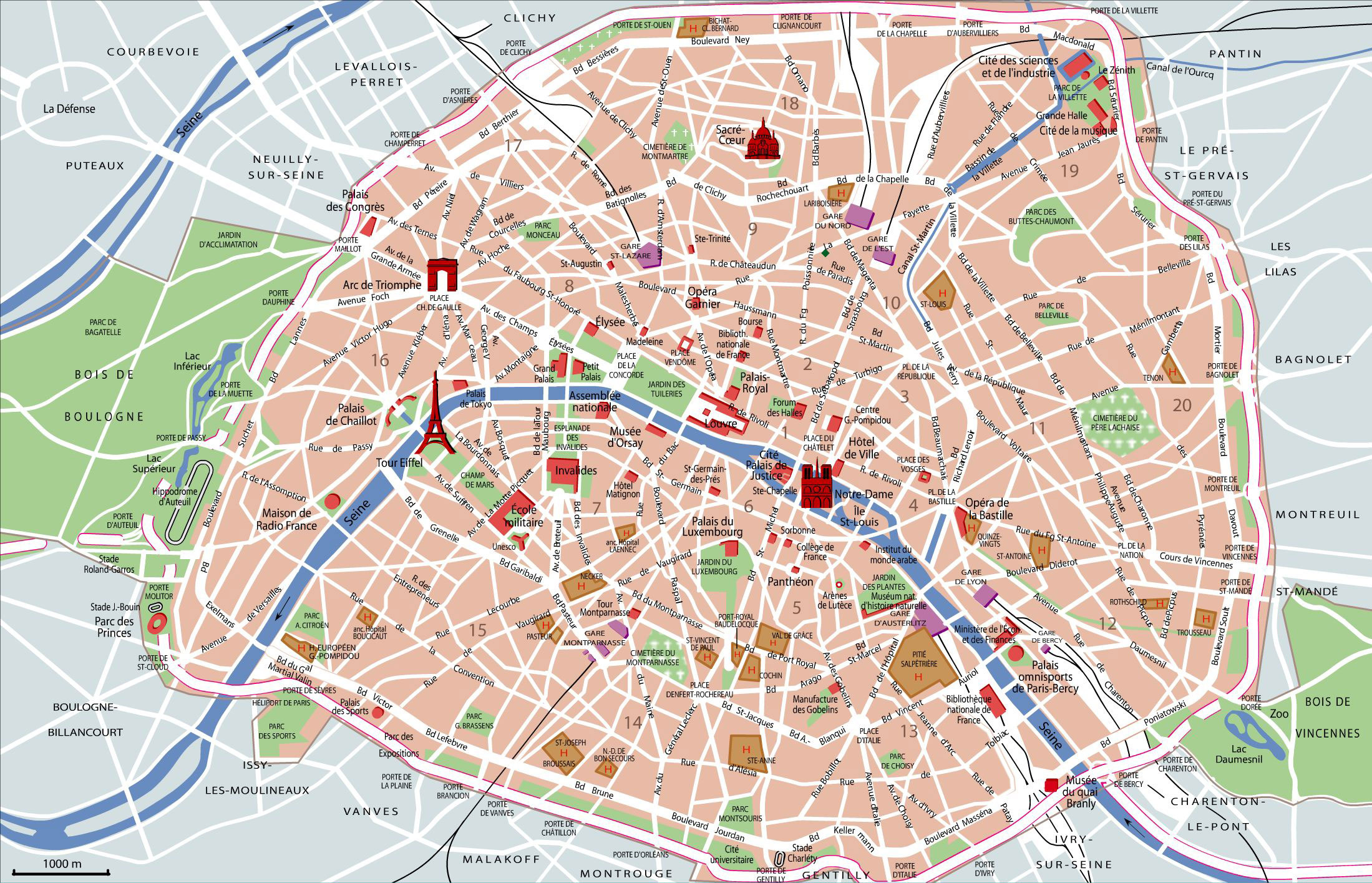 Map Of Paris Tourist Attractions, Sightseeing &amp;amp; Tourist Tour in Printable Tourist Map Of Paris France
