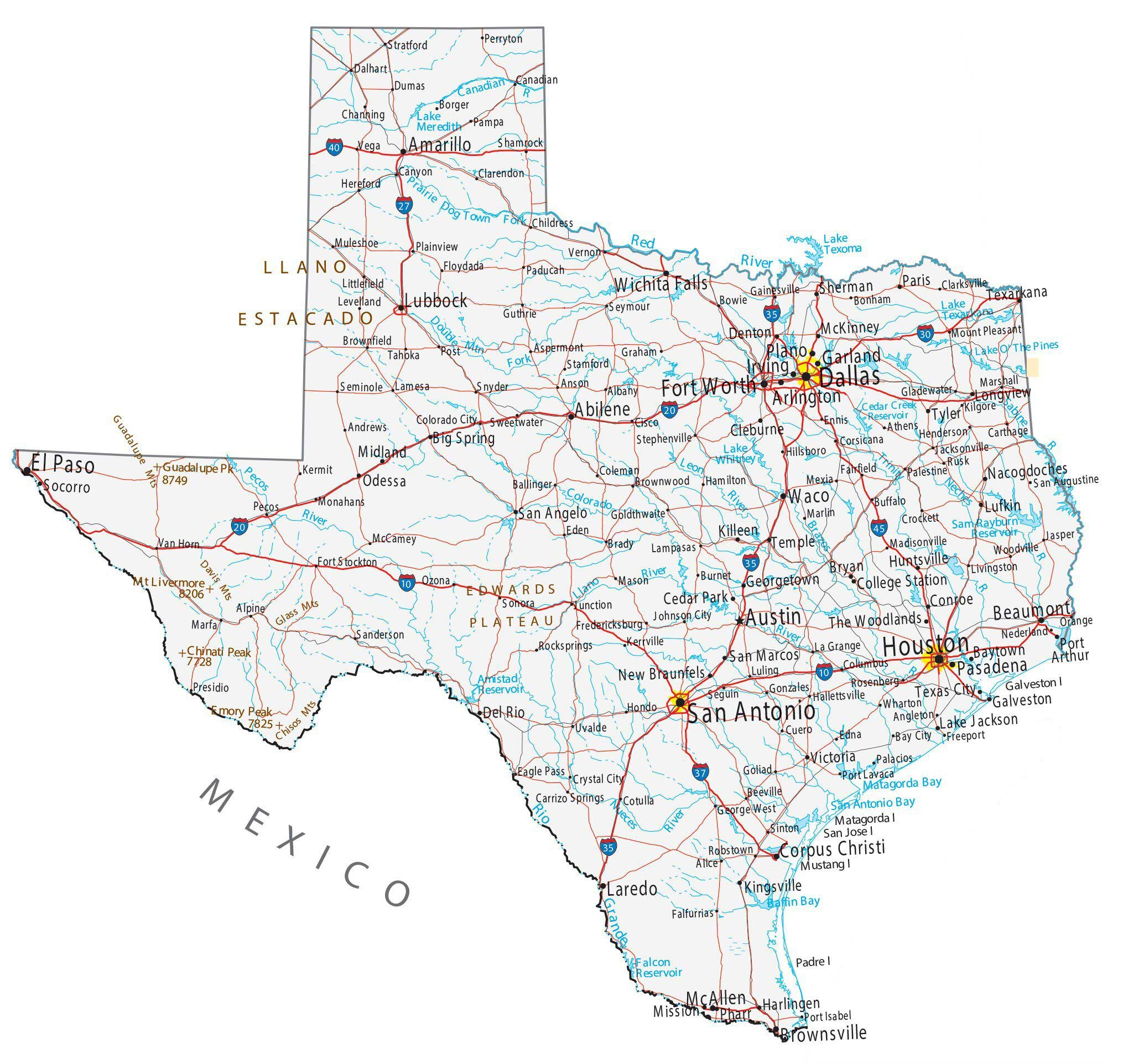 Map Of Texas - Cities And Roads - Gis Geography throughout Free Printable Map of Texas