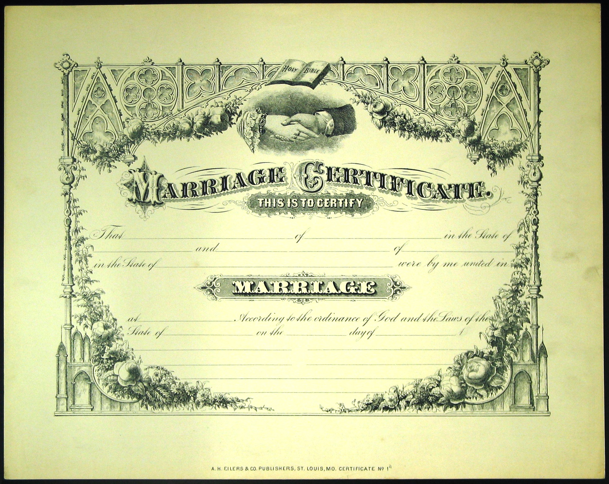 Marriage Certificate. [Blank] | Digital Collections in Free Printable Blank Marriage Certificates
