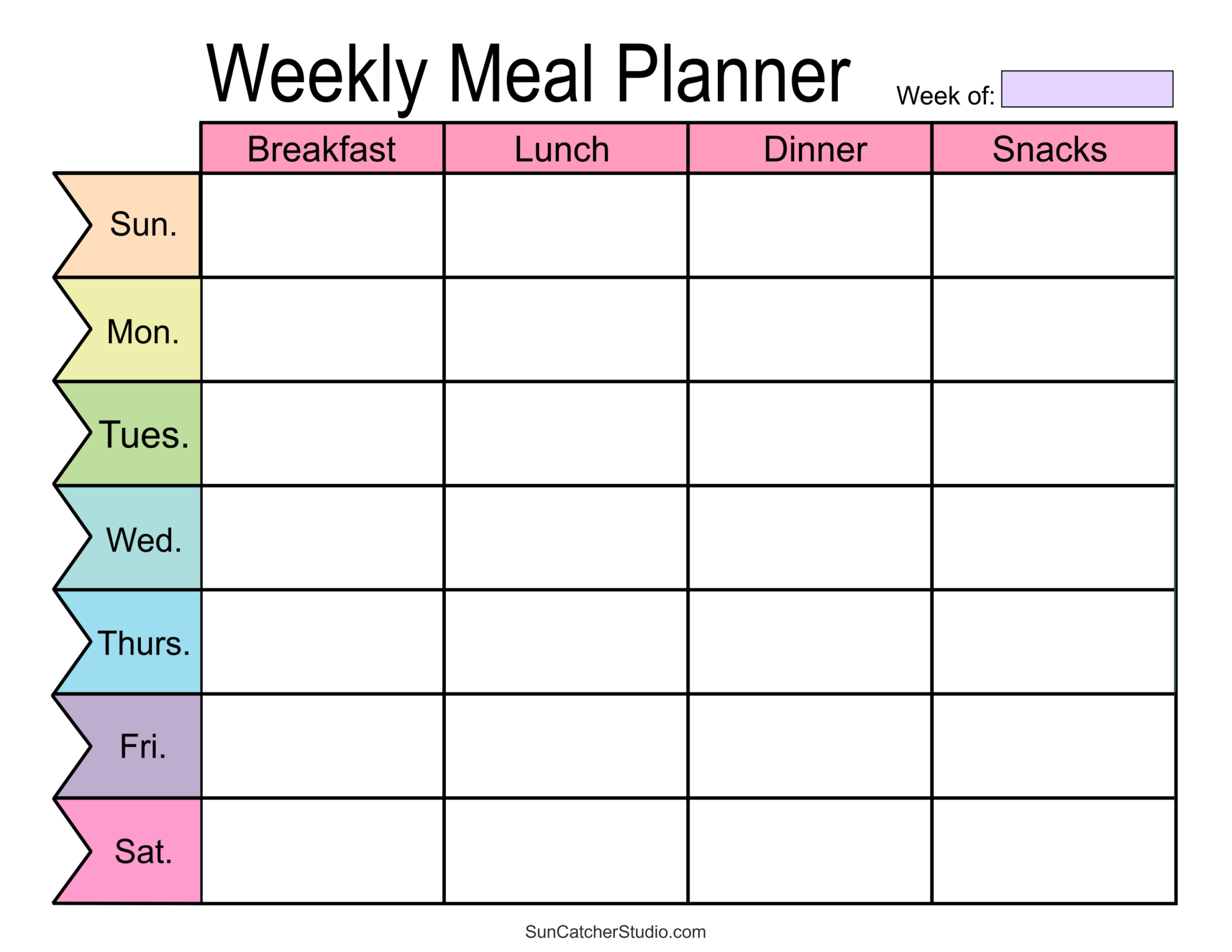Meal Planners: Printable Weekly Menu Templates (Pdf) – Free in Weekly Meal Plan Template Printable
