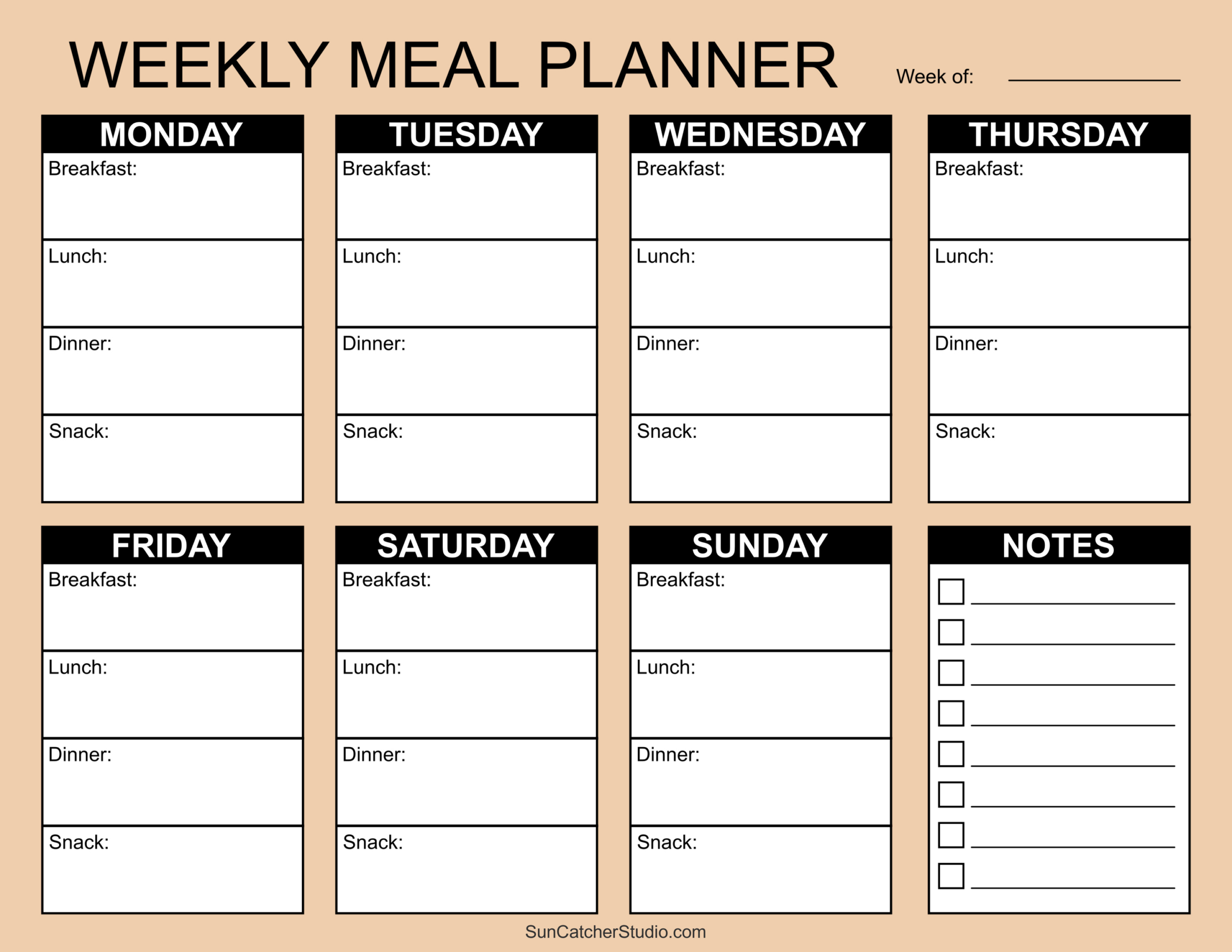 Meal Planners: Printable Weekly Menu Templates (Pdf) – Free with regard to Weekly Meal Planner Printable Template