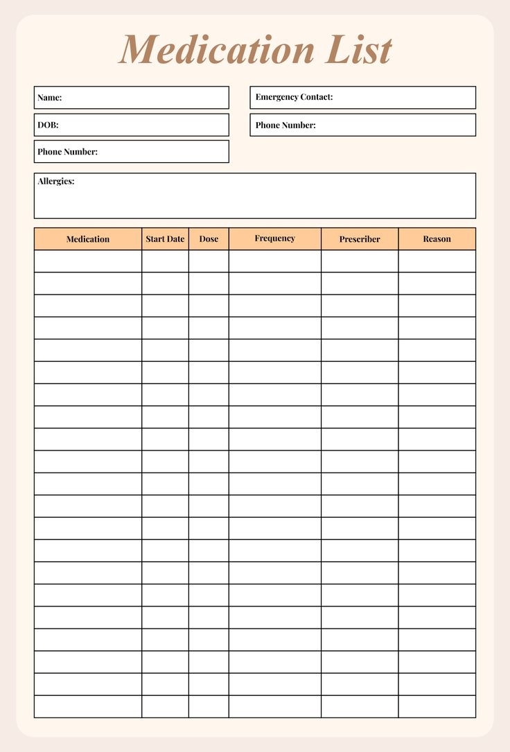 Medication List - 10 Free Pdf Printables | Printablee regarding Free Printable Medication List Forms
