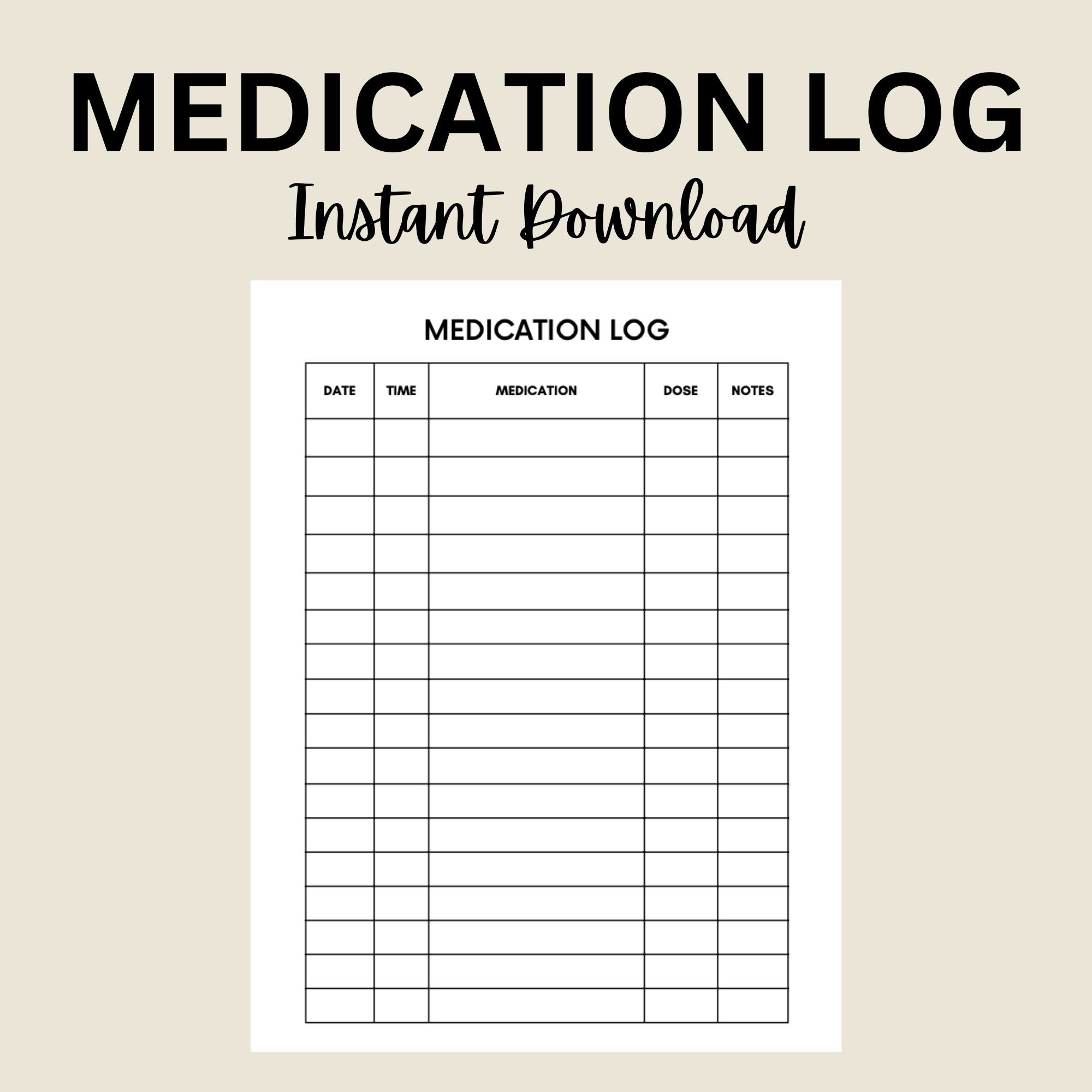 Medication Log Printable Medication Tracker Medication Chart Daily with regard to Printable Medication Log Sheet