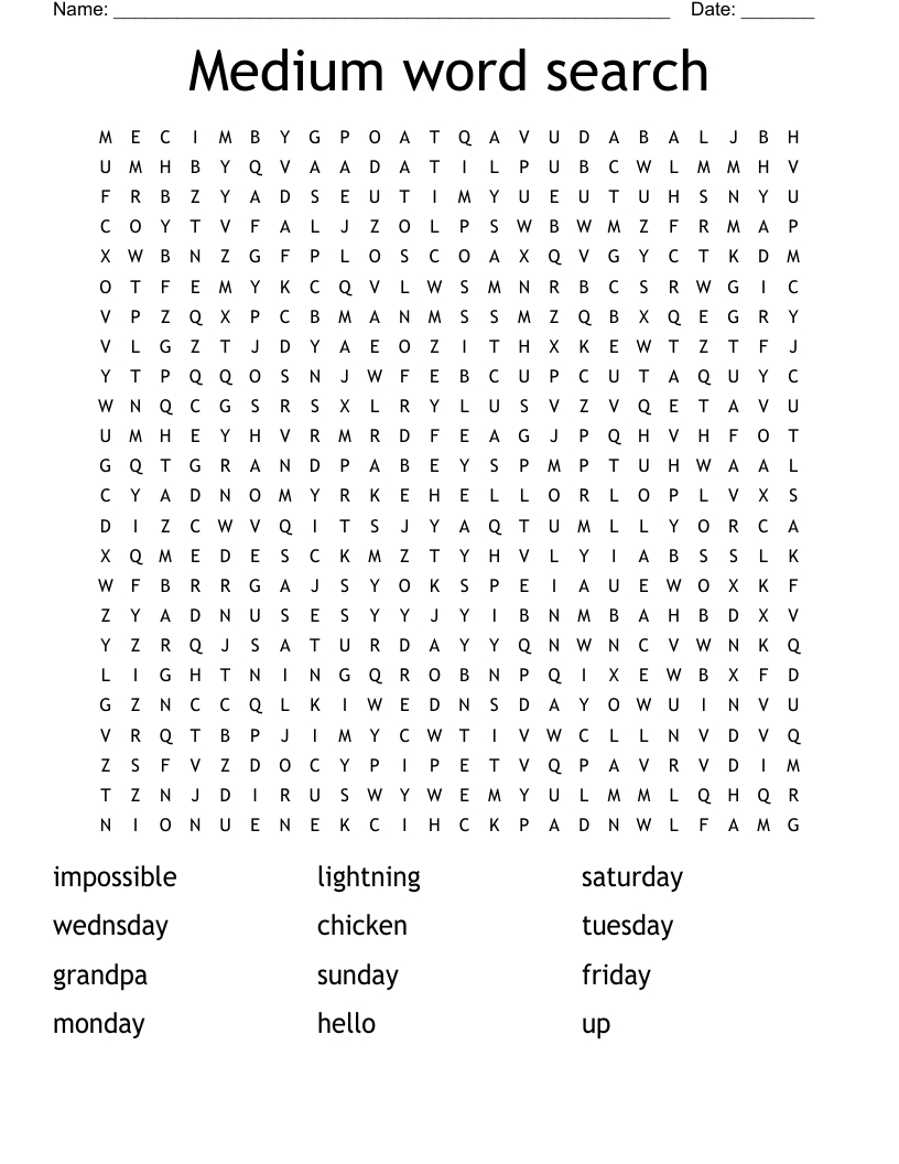 Medium Word Search - Wordmint with Printable Word Search Puzzles Medium