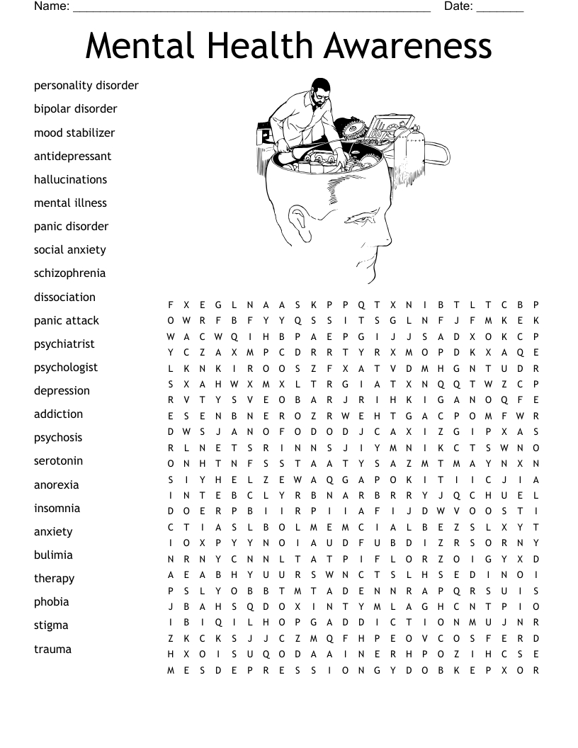 Mental Health Awareness Word Search - Wordmint intended for Printable Mental Health Word Search