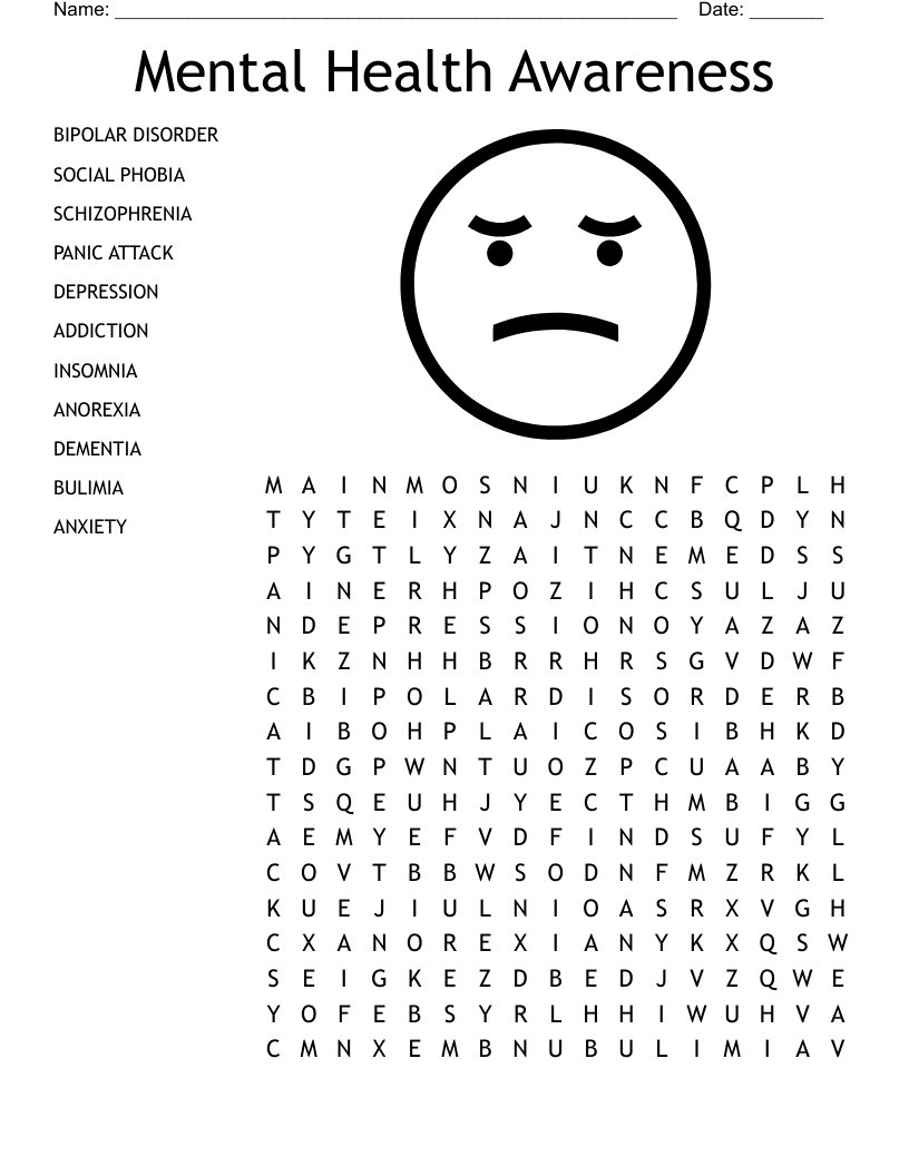 Mental Health Awareness Word Search - Wordmint throughout Printable Mental Health Word Search