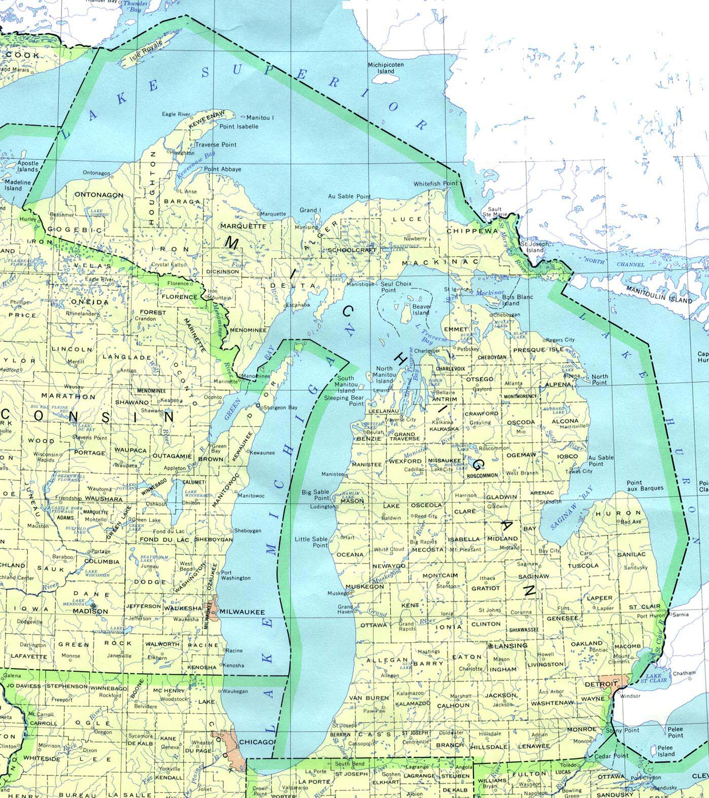 Michigan Base Map regarding Free Printable Map Of Upper Peninsula Michigan