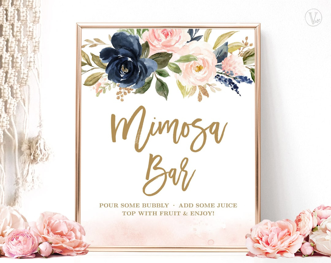 Mimosa Bar Sign, Printable Bridal Shower Sign, Bridal Shower inside Mimosa Bar Sign Free Printable