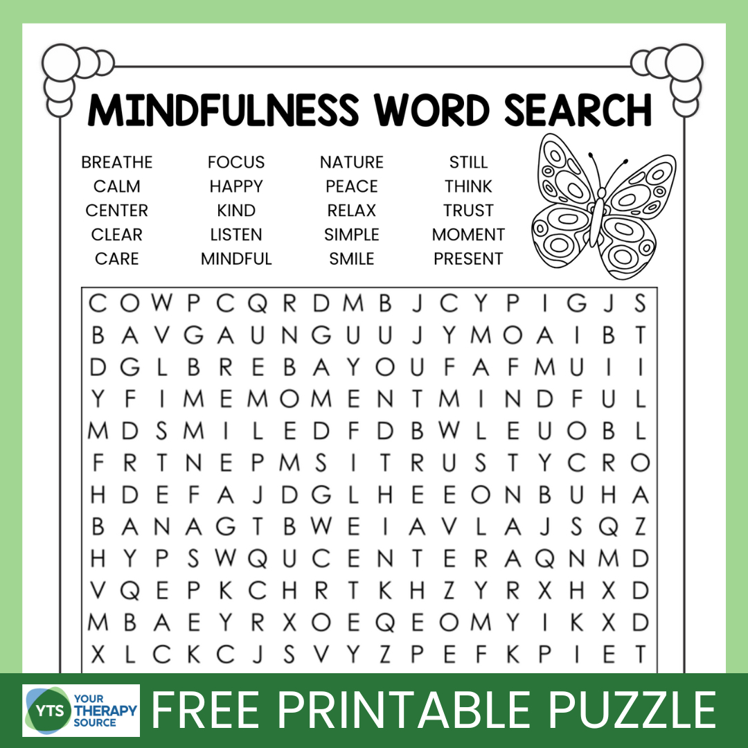 Mindfulness Word Search Puzzle Free Printable - Your Therapy Source intended for Free Printable Word Search