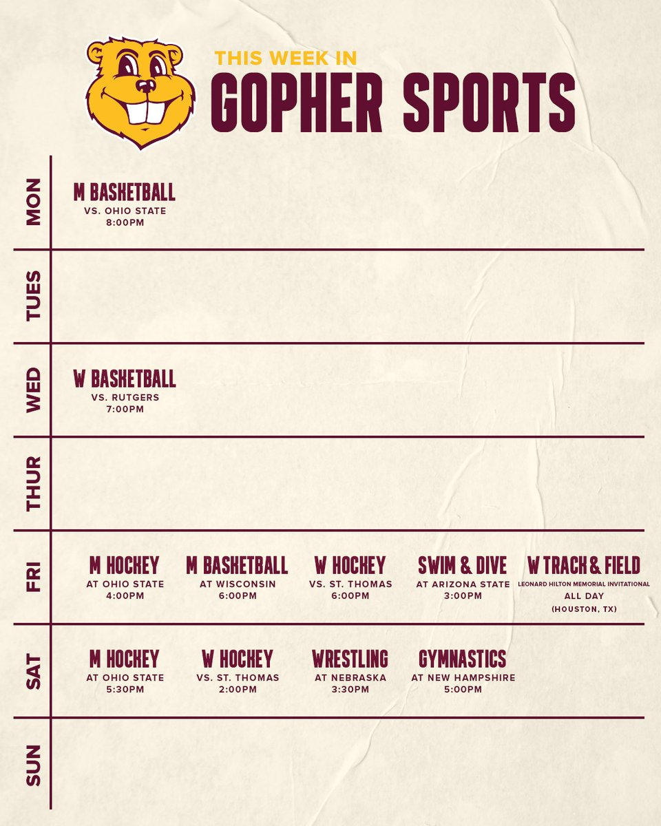 Minnesota Golden Gophers On X with regard to Printable Minnesota Gopher Basketball Schedule