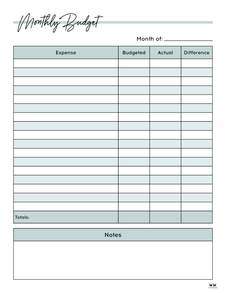Monthly Budget Planners - 20 Free Printables | Printabulls inside Free Printable Monthly Budget Template