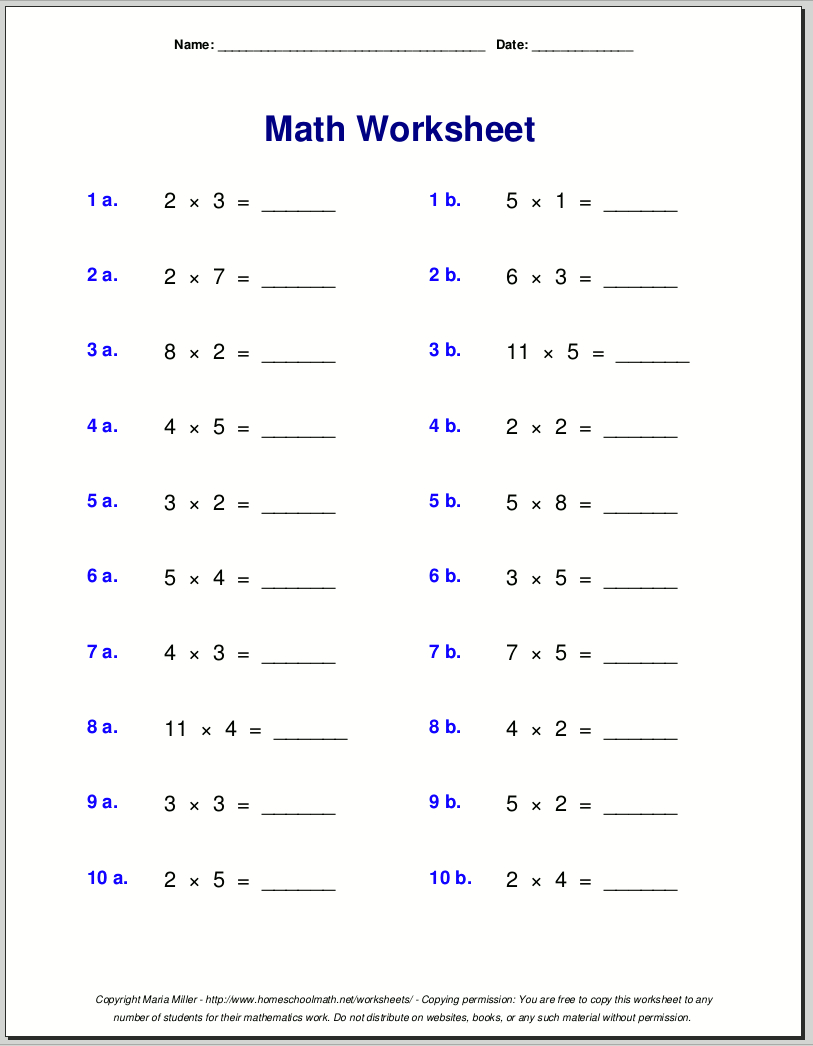 Multiplication Worksheets For Grade 3 throughout Free Printable 3rd Grade Multiplication Worksheets
