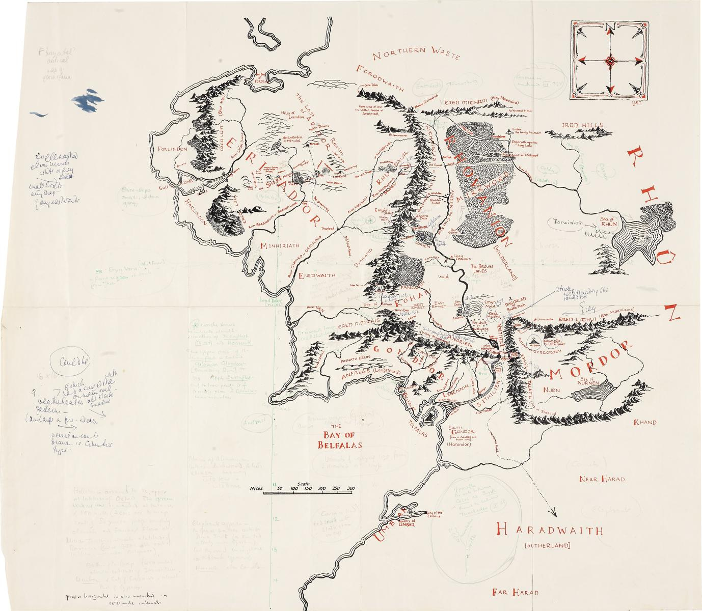 Museoteca - Annotated Map Of Middle-Earth, J.r.r. Tolkien in Printable Map Of Middle Earth