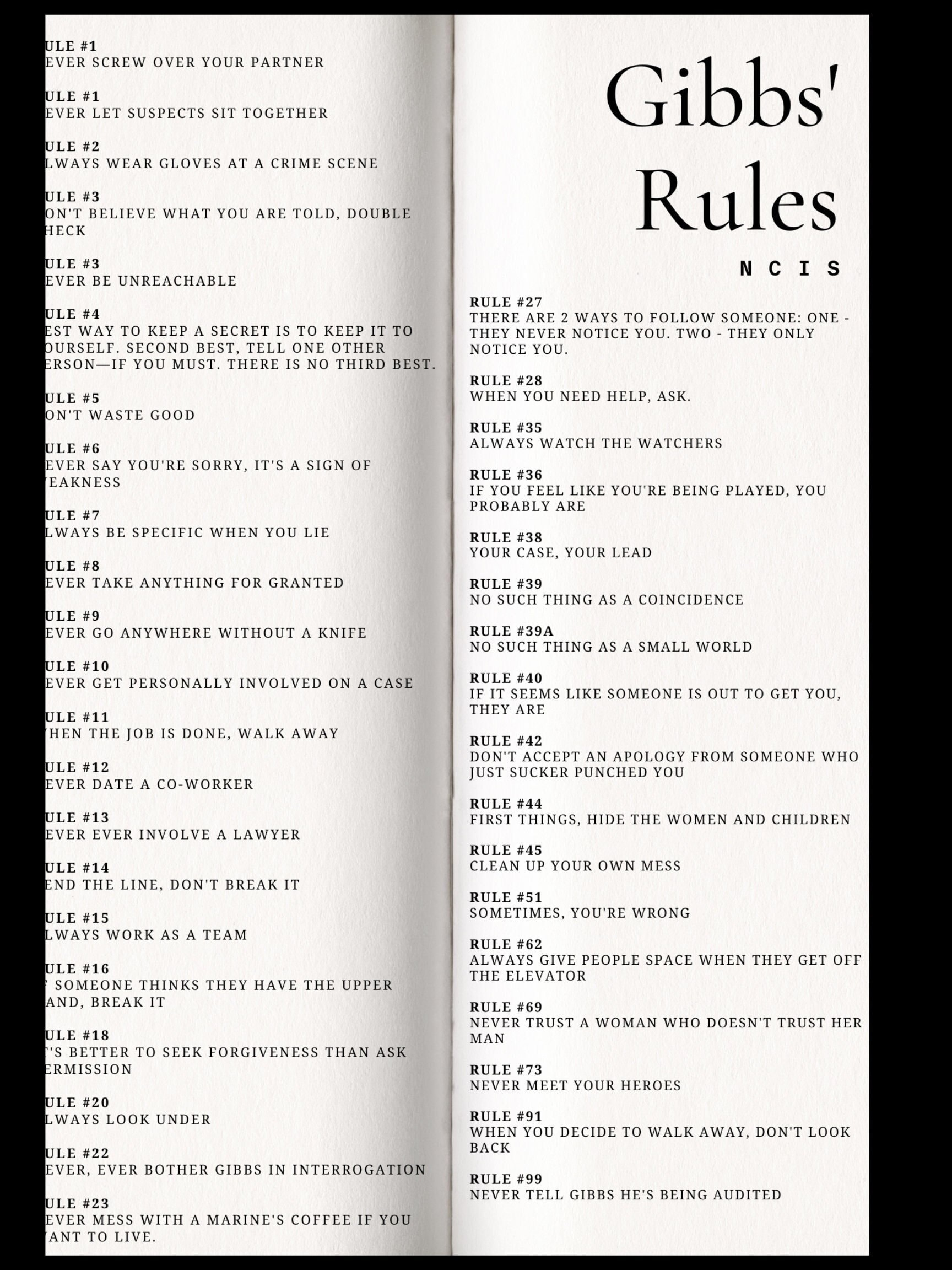 Ncis Gibb'S Rules Digital Poster Instant Download - Etsy pertaining to Ncis Gibbs Rules Printable List