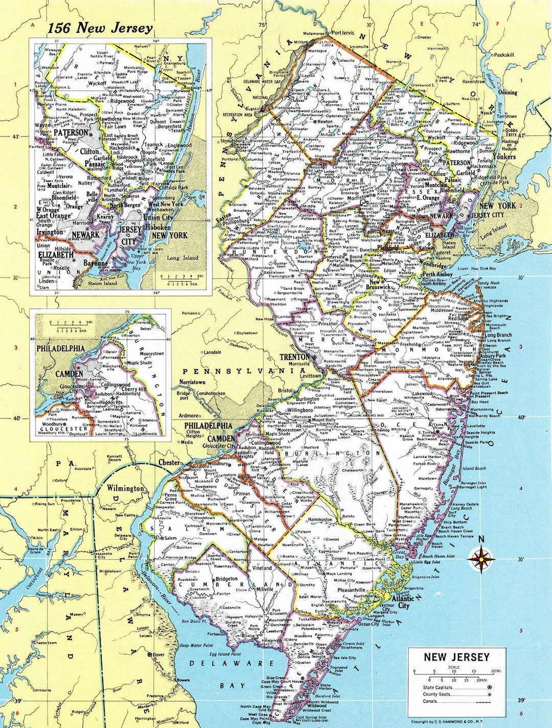 New Jersey Map Instant Download - Printable Map, Digital Download pertaining to Printable Map of New Jersey