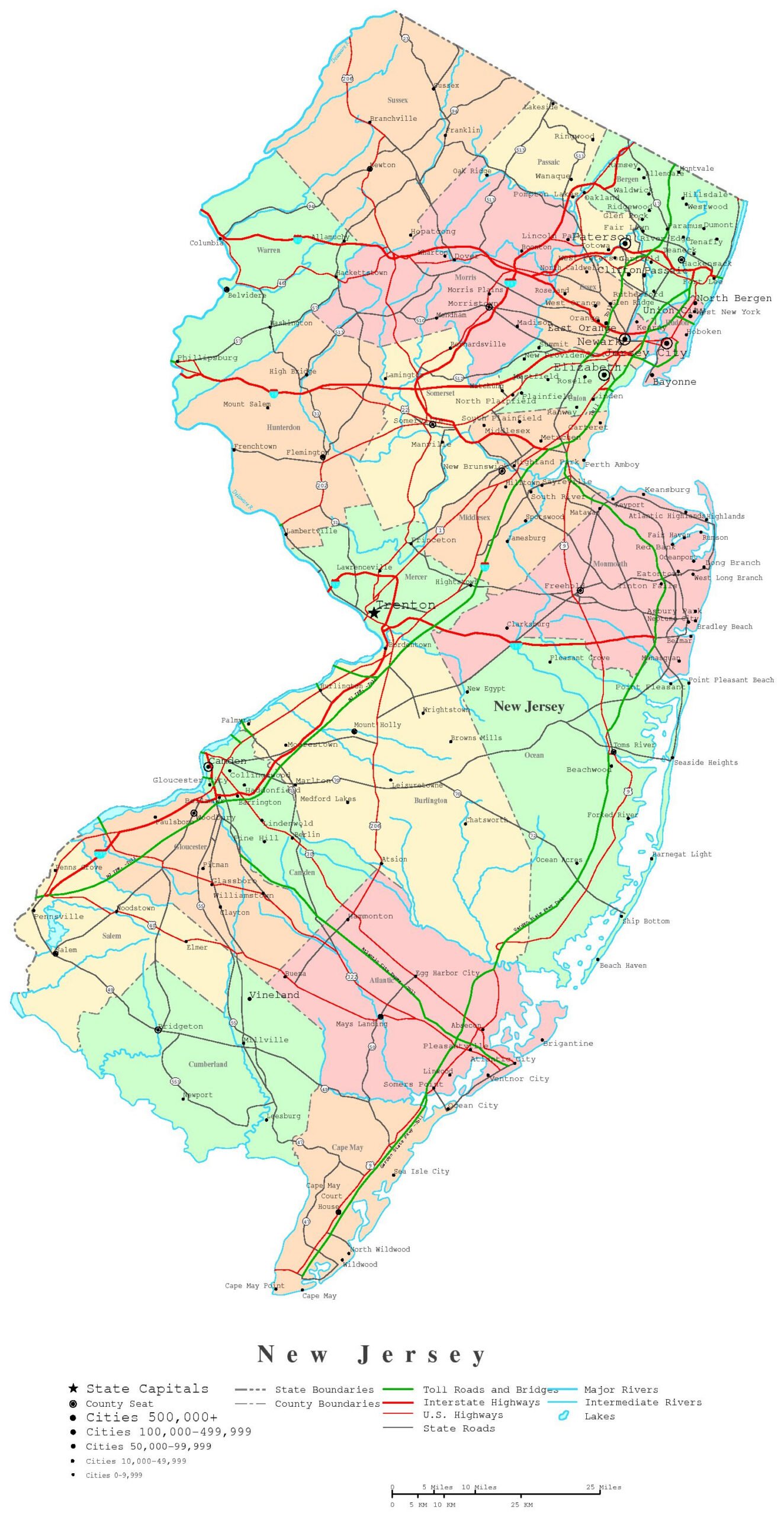 New Jersey Printable Map throughout Printable Map of New Jersey