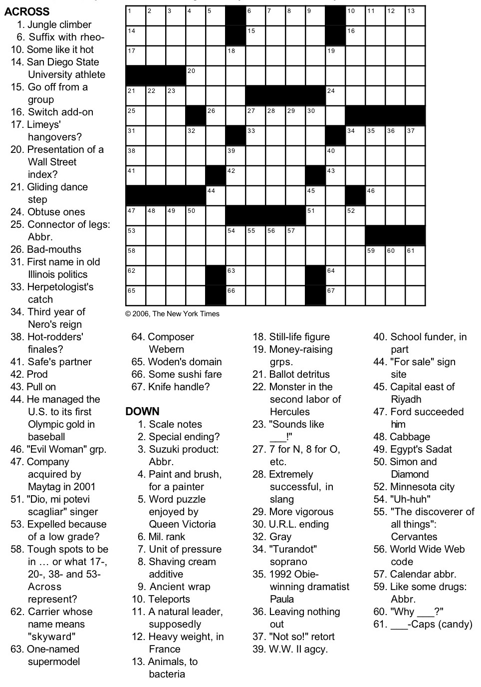 New York Times Crossword Puzzlegeorge Barany And Michael Shteyman with Free New York Times Sunday Crossword Printable